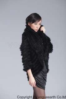 968 new real rabbit fur black jacket/outwear/sweater  