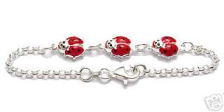 Sterling Silver Ladybug 6 Childs Bracelet K35 24  