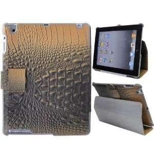 New Crocodile Skin Stand Flip Leather Case Cover for iPad 2(Orange)