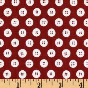  43 Wide Sew Christmas Buttons Red/White Fabric By The 