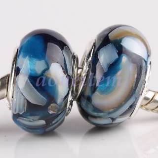Ink Blue Mixed Resin Shell Charm Beads Fit Bracelet 10X  