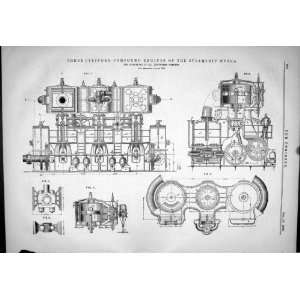  THREE CYLINDER COMPOUND ENGINES STEAMSHIP MYTHO 1879 