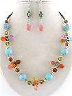 40 L Turquoise color Patina Bead Necklace Set s0691  