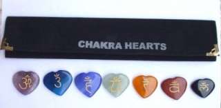 Handmade Heart natural stone Chakra Sanskrit symbol set  