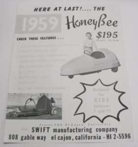 Swift 1959 Honey Bee Kids Car Sales Brochure  