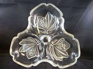 WALTHER? GLASS DISH/BOWL WITH 3 APARTMENTS FOR SNACKS  