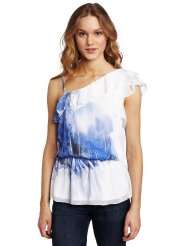 Byer Juniors One Shoulder Ruffled Neckline Tee