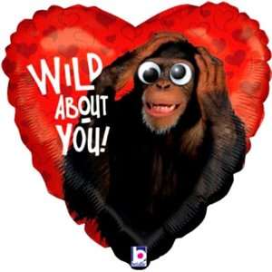  Wild About You Monkey w/ Goggle Eyes 21 Mylar Balloon 