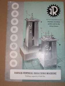 Vtg Rausch Vertical Broaching Machine Catalog~Germany  