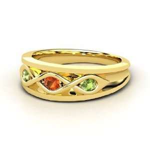  Triple Twist Ring, 14K Yellow Gold Ring with Fire Opal 