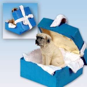 Mastiff Blue Gift Box Dog Ornament 