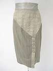   Beige Pinstriped Tweed Button Down Pencil Skirt Sz 32 PAULA ABDUL