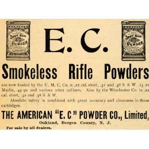  1895 Ad American E C Powder Company Smokeless Rifle Gun 
