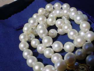 18K~MIKIMOTO~ 9 MM x 8.5 MM~ 24  MATINEE LENGTH ~PEARL~NECKLACE~HUGE 