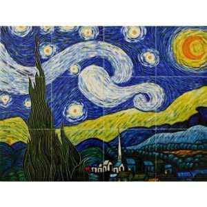   Art Starry Night Mural Wall Tile   24W x 18H in 