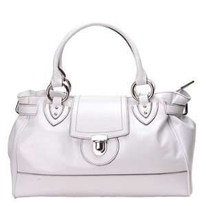  Alexandra Jordan White Leather Handbag with Brown Leather 