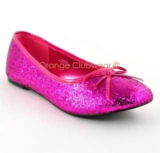 PLEASER Womens Cute Pink Glitter Flats Costume Shoes 885487428390 