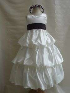 New IVORY BLACK wedding flower girl dresses 2 4 6 8 10  