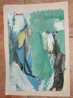 Vintage European Abstract Expressionism Painting Signed  