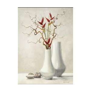  Willow Twigs With Red Flowers Poster Print