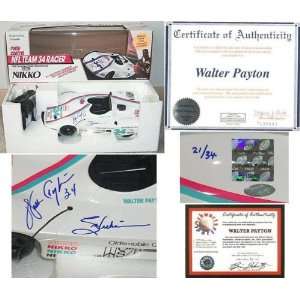  Walter Payton Autographed 1/16 Scale Race Car with 