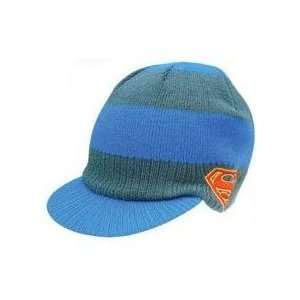   Super Hero Blue and Grey Striped Knit Hat Billed Beanie Toys & Games
