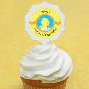  Ducky Duck   12 Cupcake Picks & 24 Personalized Stickers 