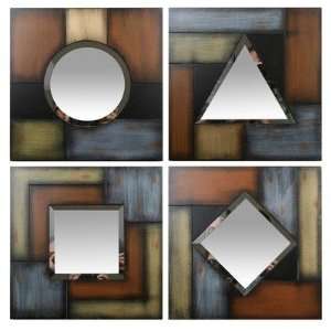  Deco Shaped Beveled Wall Mirror (Set of 4)