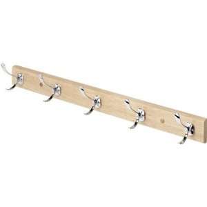  Natural Wood Wall Coat And Hat Hooks, 4.5Hx28W, NATURAL 