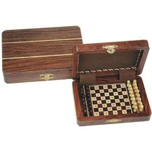  Travel Wood Pegged Chess Set with Lid Toys & Games