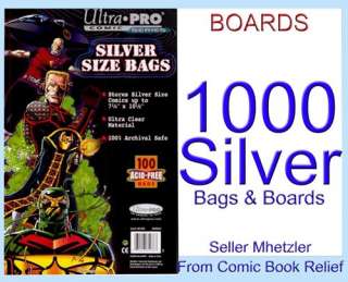 1000 SILVER ULTRA PRO BAGS AND BOARDS FOR COMIC BOOKS  