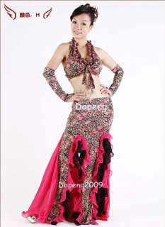 Belly Dance Costume 3pcs SetBra + Fishtail Skirt + Arm Gloves Dp1014 