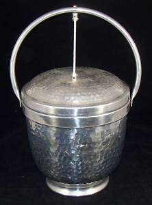 Nasco Hammered Aluminum Italy Ice Bucket + Lid Eames  