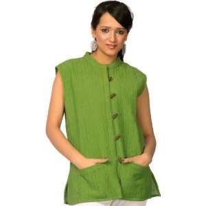   Lime Green Layered Reversible Waistcoat   Pure Cotton 
