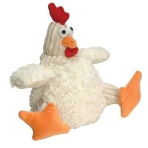  Fat White Corduroy Rooster Dog Toy with Chew Guard Size 