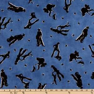  44 Wide Midnight Cowboy Allover Cowboys Blue Fabric By 