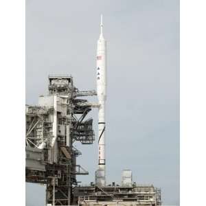  The Ares I X Rocket Is Seen on the Launch Pad at Kennedy 