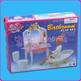 Dollhouse Princess Deluxe Bathroom Set For Barbie Doll  