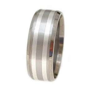  Titanium Ring with Two 1mm Silver Inlay, Beveled Edges 
