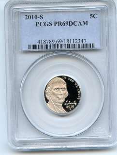 2010 S Jefferson Nickel Proof 5C PCGS PR69 DCAM  