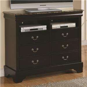   Drawer, 2 Shelf Media Chest With Imitation Marble Top