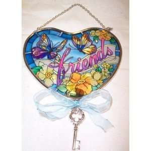  Amia 5 Inch by 4 1/2 Inch Heart Shaped Handpainted Glass 