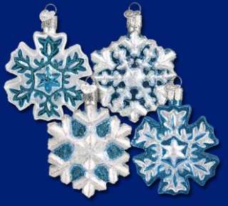   ASSORTED SNOWFLAKE OLD WORLD CHRISTMAS WINTER GLASS ORNAMENTS 36076
