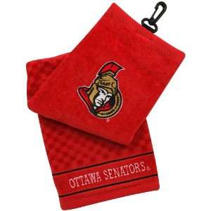   NHL Ottawa Senators Embroidered Tri Fold Golf Towel   Red Sports