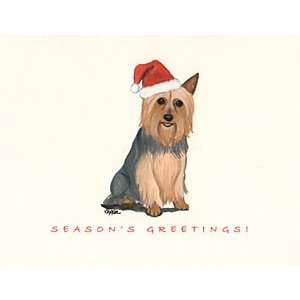 Silky Terrier in Santa Hat Boxed Christmas Notecards