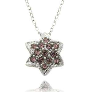  Sterling Silver Pink CZ Star Pendant Jewelry