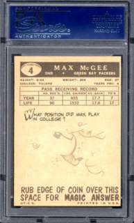 1959 Topps Max McGee Rookie RC Card #4 PSA 7 PACKERS  