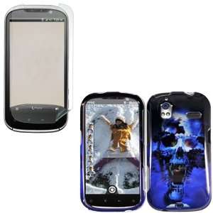  iFase Brand HTC Amaze 4G Combo Blue Skull Protective Case 