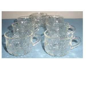    Set of 17 Glass Punch Cups with Fruit Design 