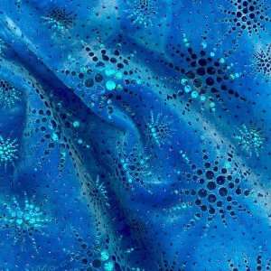  58 Wide Glitter Star Stretch Velvet Turquoise Fabric By 